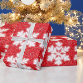 Schneeflocken aus rotem Nordpol | funkelnder Schne Geschenkpapier