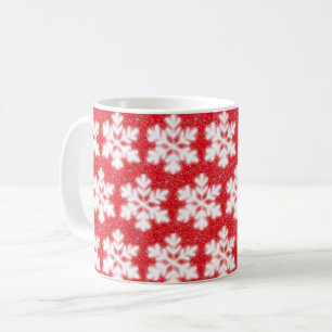 Schneeflocken aus rotem Nordpol funkelnder Schne Kaffeetasse