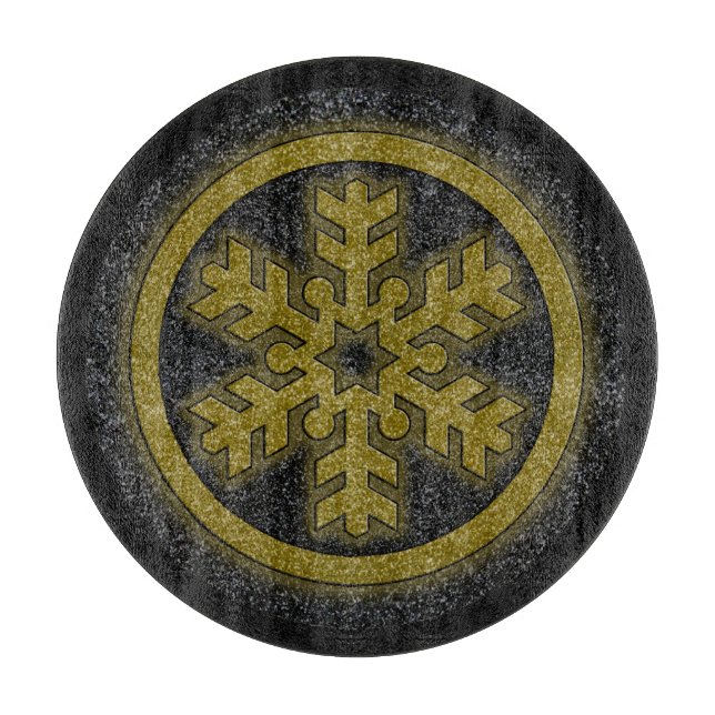 Schneeflocken aus schwarzem Glitzer Schneidebrett (Vorderseite)
