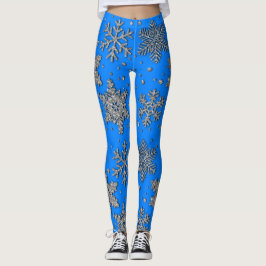Schneeflocken aus silberfarbenem Glitzer Leggings