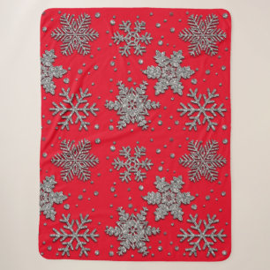 Schneeflocken aus silberfarbenem Glitzer Sherpadecke