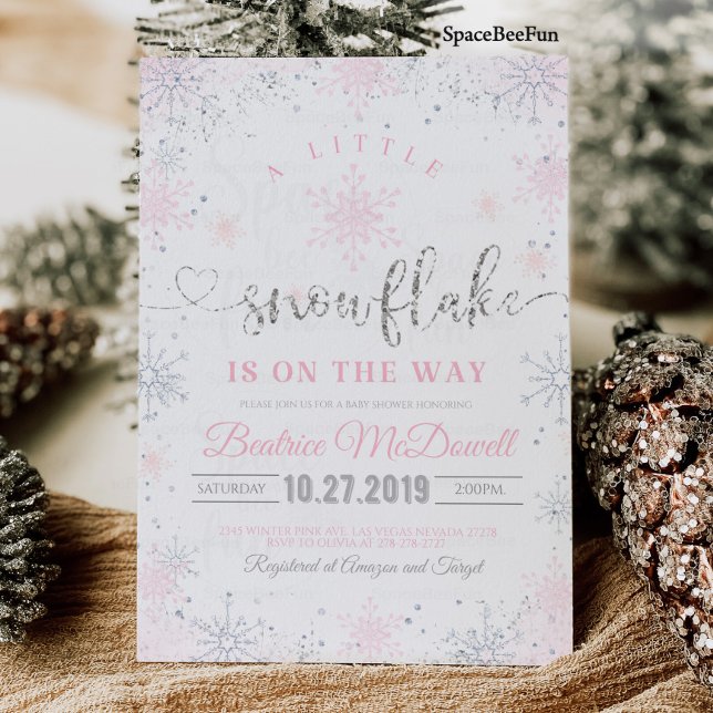 Schneeflocken Baby Dusche Einladung Ein wenig Schn (winter snowflake baby shower invitation )