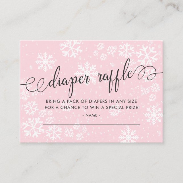 Schneeflocken Babydusche Windeln Raffle Ticket Begleitkarte (Vorderseite)