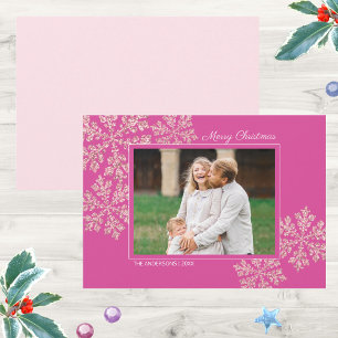 Schneeflocken-Beeren-Bling-Elegante-Christmas-Foto Feiertagskarte