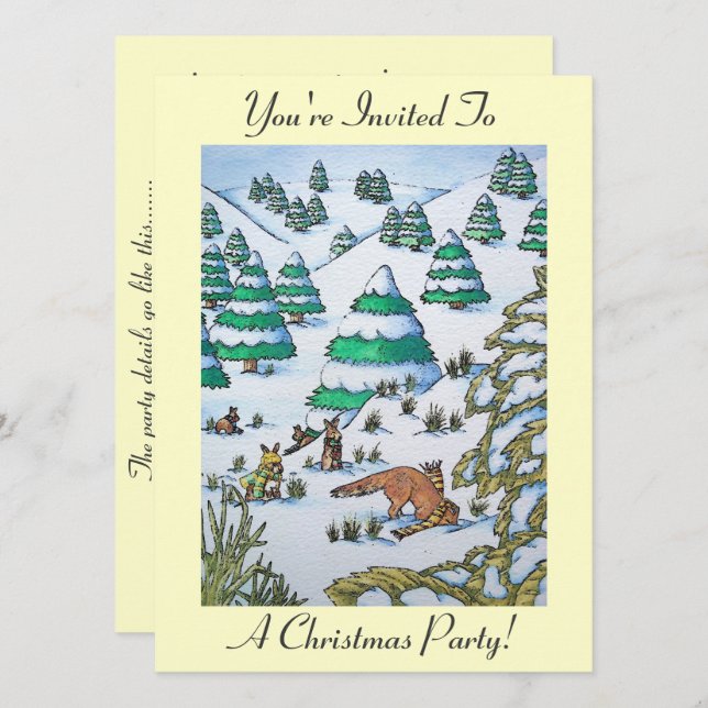 Schneeflocken bei Weihnachten Einladung (Vorne/Hinten)