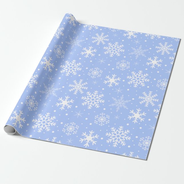 Schneeflocken Blau Geschenkpapier (Ungerollt)