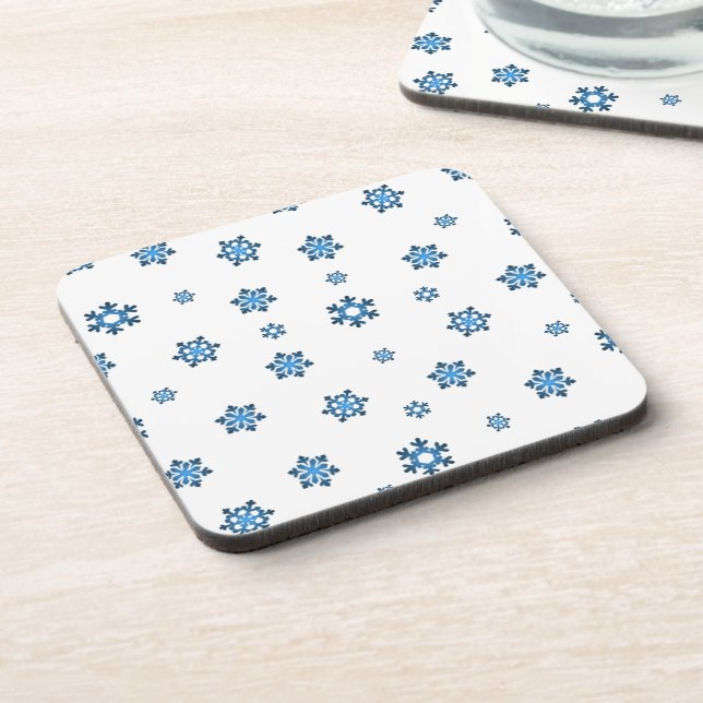 Schneeflocken (blau und schwarz) getränkeuntersetzer (Linke Seite)