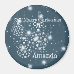 Schneeflocken, blau und weiß, Ballons Magnet