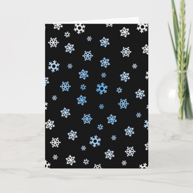 Schneeflocken (blau & weiß) feiertagskarte (Vorderseite)