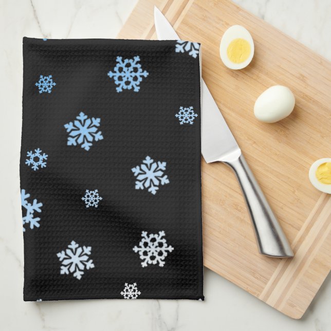 Schneeflocken (blau & weiß) geschirrtuch (Viertel Falte)