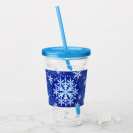 Schneeflocken Blau Weiße Akrylus Tumbler Acryltrinkbecher