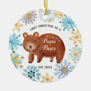 Schneeflocken Blauer Weihnachten als Papa Bären Or Keramik Ornament