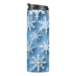 Schneeflocken Blauer Winter Thermosbecher