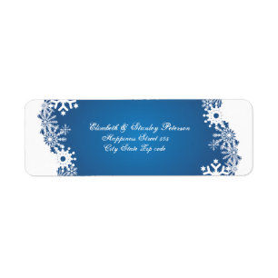 Schneeflocken-blaues Winterhochzeitlabel