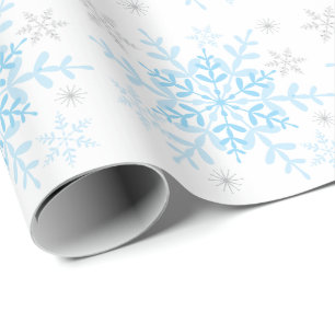 Schneeflocken Blue Silver Winter Baby Dusche Geschenkpapier
