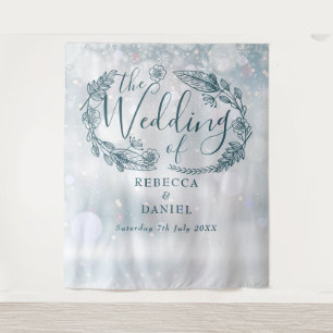 Schneeflocken-Blumen-Winter-Hochzeitskulisse Wandteppich