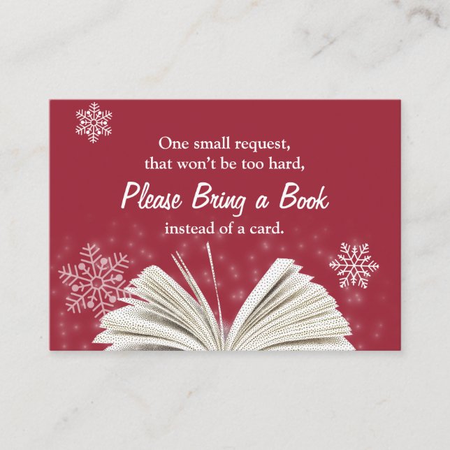 Schneeflocken bringen Babydusche in ein Buch Begleitkarte (Vorderseite)