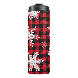Schneeflocken & Buffalo Kariert: Wintergarten Thermosbecher