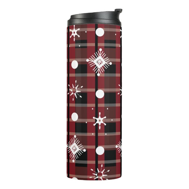 Schneeflocken Buffalo Pattern Urlaub Thermosbecher (Nach links gedreht)