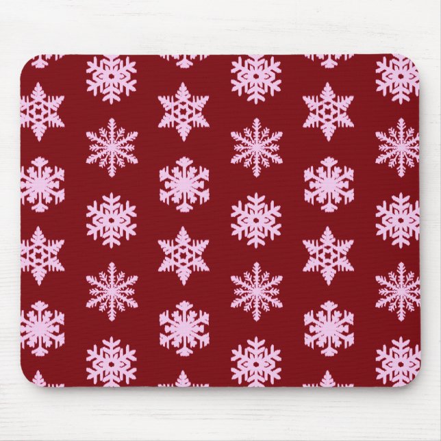 Schneeflocken - Burgunder Wein und Rosa Mousepad (Vorne)