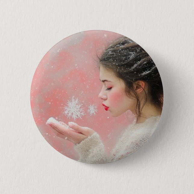 Schneeflocken Button (Vorderseite)