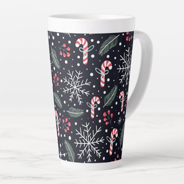 Schneeflocken & Candy Canes Urlaub Milchtasse (Rechte Ecke)