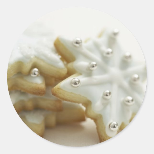 Schneeflocken Cookies Runder Aufkleber (Vorderseite)