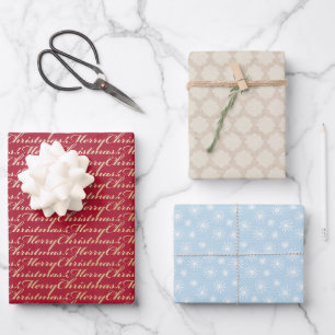Schneeflocken Custom Holiday Frohe Weihnachten Geschenkpapier Set