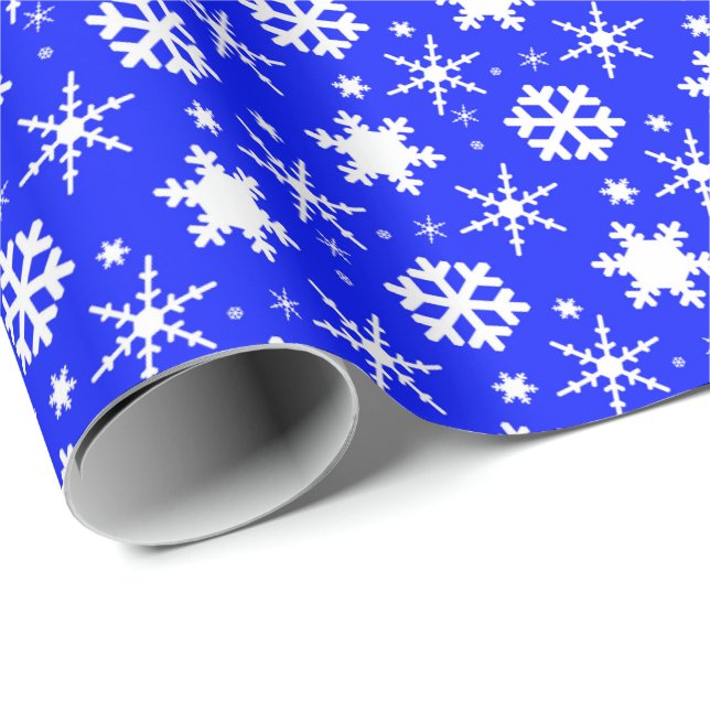 Schneeflocken Dark Blue Geschenkpapier (Rolleneckpunkt)
