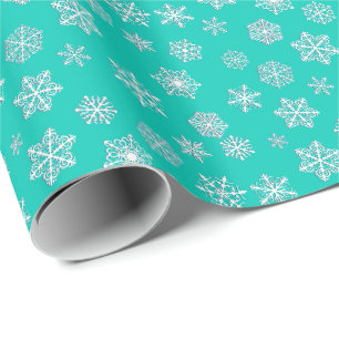 Schneeflocken des Weiß 3 d auf einem Geschenkpapier