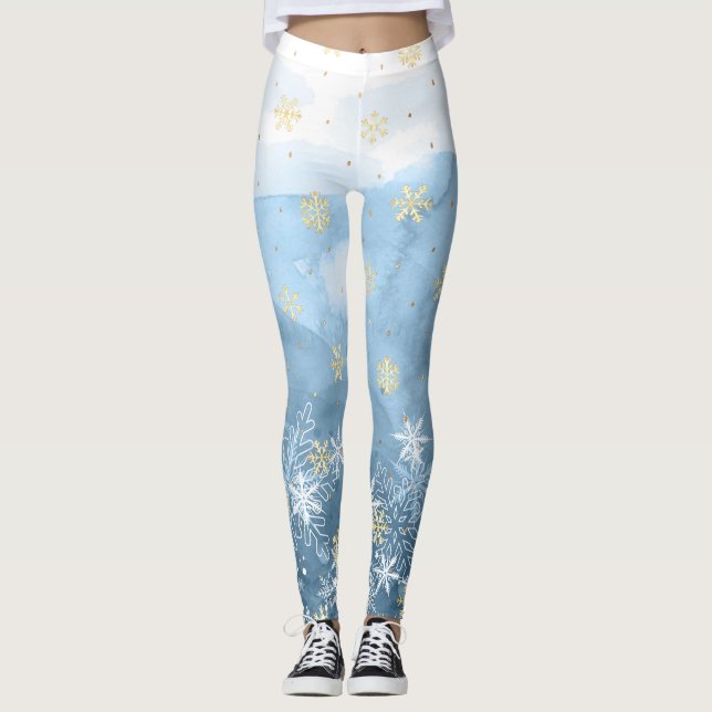 Schneeflocken Design Weihnachten Leggings (Vorderseite)