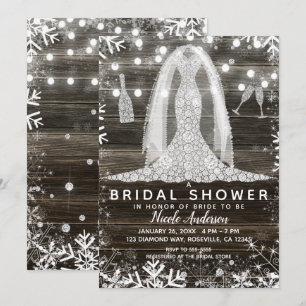 Schneeflocken Diamant Hochzeitskleid Brautparty Einladung