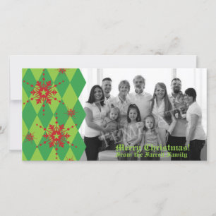 Schneeflocken & Diamond Weihnachtsfamilienfotokart Feiertagskarte