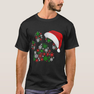 Schneeflocken Dog Paw Weihnachtsmannmütze Weihnach T-Shirt
