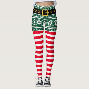 Schneeflocken-Druck auf den Weihnachtselfen rot un Leggings