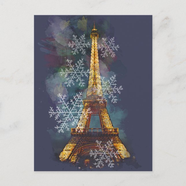Schneeflocken Eiffelturm Paris Winter Weihnachten (Vorderseite)