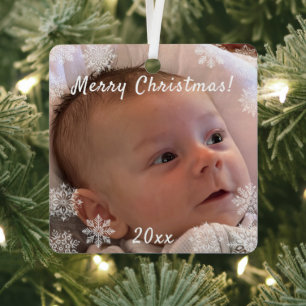 Schneeflocken Ein Foto Weihnachten Personalisiert Ornament Aus Metall