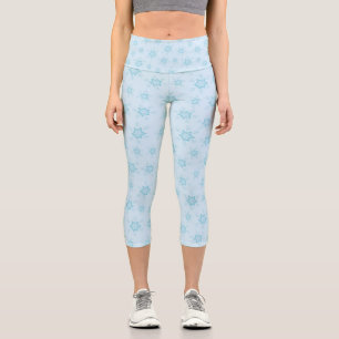 Schneeflocken, Eisblau, Eisschneeflocken, Schnee Capri Leggings