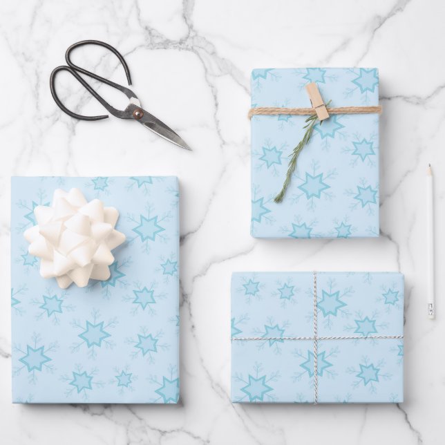 Schneeflocken, Eisblau, Eisschneeflocken, Schnee Geschenkpapier Set (Vorderseite)