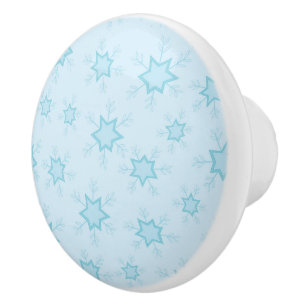 Schneeflocken, Eisblau, Eisschneeflocken, Schnee Keramikknauf