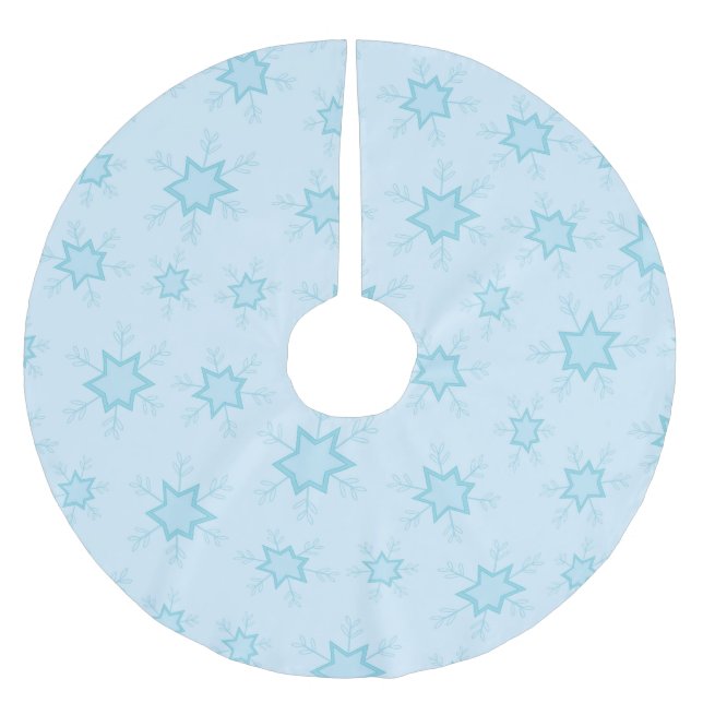 Schneeflocken, Eisblau, Eisschneeflocken, Schnee Polyester Weihnachtsbaumdecke (Vorderseite)