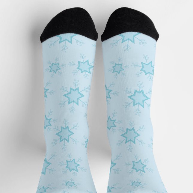 Schneeflocken, Eisblau, Eisschneeflocken, Schnee Socken (Oben)