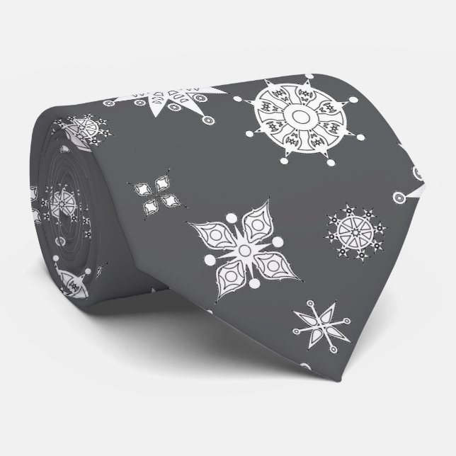 Schneeflocken Eiskristalle. Accessoires,  Krawatte (Gerollt)