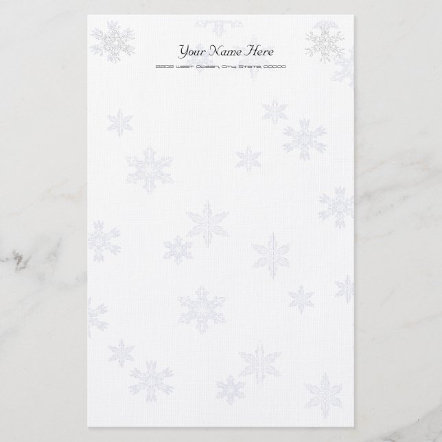 Schneeflocken Elegantes Weißstationery Linenpapier Briefpapier (Vorderseite)