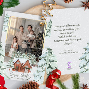 Schneeflocken Familienfest Foto Skandi Pine Weihna Feiertagskarte