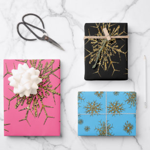 Schneeflocken Feiertag Geschenkpapier Set
