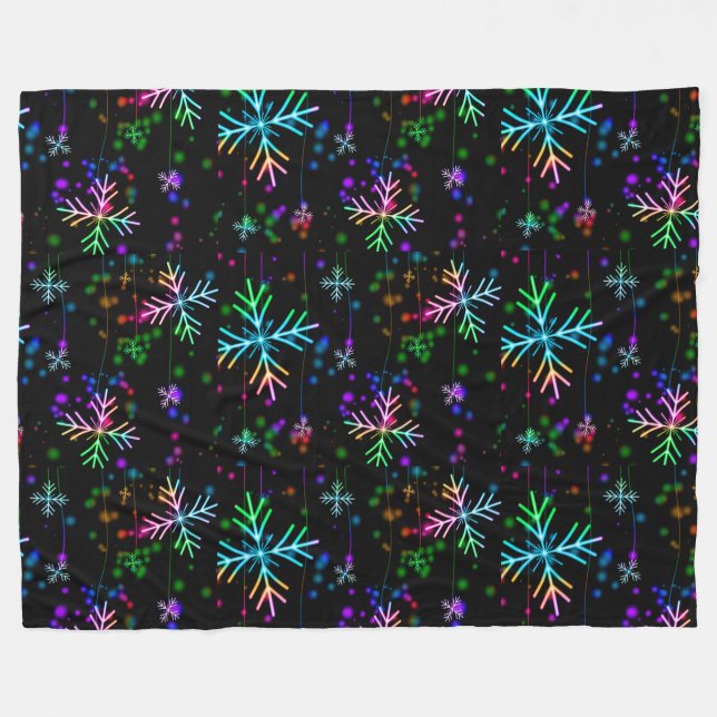 Schneeflocken Fleecedecke (Vorderseite (Horizontal))