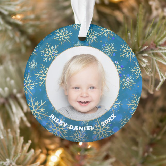 Schneeflocken-Foto Acrylic Ornament (Baum)