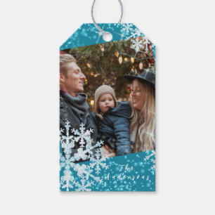 Schneeflocken Foto Aqua Geschenkanhänger