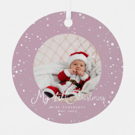 Schneeflocken Foto Elegante Magenta Ornament Aus Metall